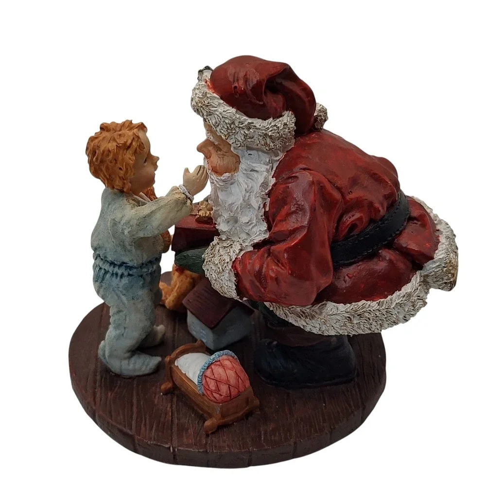 Winterland Collection Christmas Figurine Santa with Boy and Bear Resin‎ 1997